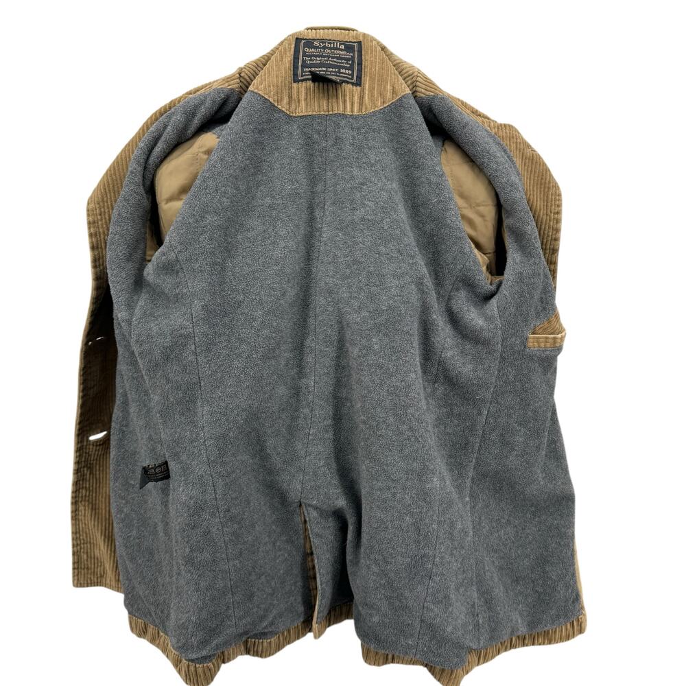 Sybilla Corduroy Pinwhale Jacket Small Women's Brown Classic Double Breasted - Picture 8 of 11
